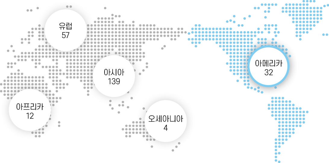세계지도 - 한국어학당 아메리카 32개소
